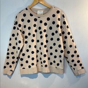 Armed Angels 100% cotton crewneck sweatshirt Cream Black polka dots size medium